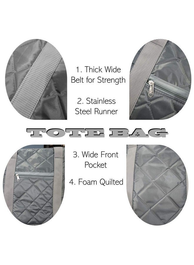 iShine Women Waterproof Tote Bag Parachute Fabric Shoulder Bag Handbag with Zip with Inner Pocket. Large (Grey) - Image 3