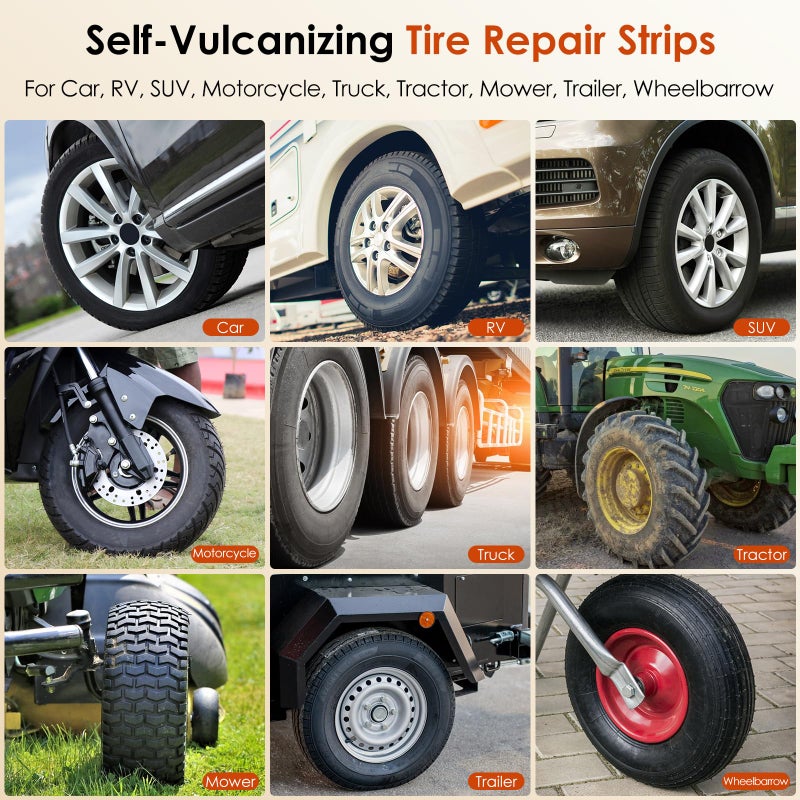Wykodra Tire Plugs, Vulcanizing Tire Patches Fix a Flat Tire, Standard Heavy Duty Tire Plug, Repair Tubeless Off-Road Tires for Car, RV, SUV, Truck, Motorcycle, Tractor, Mower, Wheelbarrow [Multi-Size: 40Pcs] - Image 4