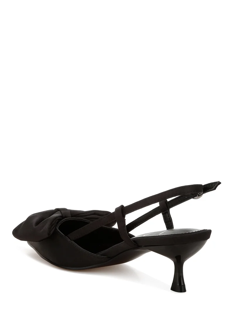 London Rag Satin Bow Slingback Sandals in Black