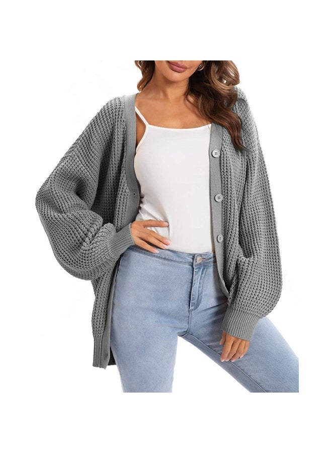 NIBEMINENT Autumn Winter Women Fashion Solid Color Loose Casual Wind Female Cardigan Shawl Lantern Sleeve Top - Image 1