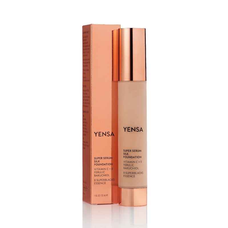 YENSA Serum Foundation Makeup - Super Silk Full Coverage Foundation Enriched with Peptides, Vitamin C & Ferulic Acid to Help Reduce Fine Lines, Wrinkles & Dark Circles - Deep 3 (1 oz) - Image 2