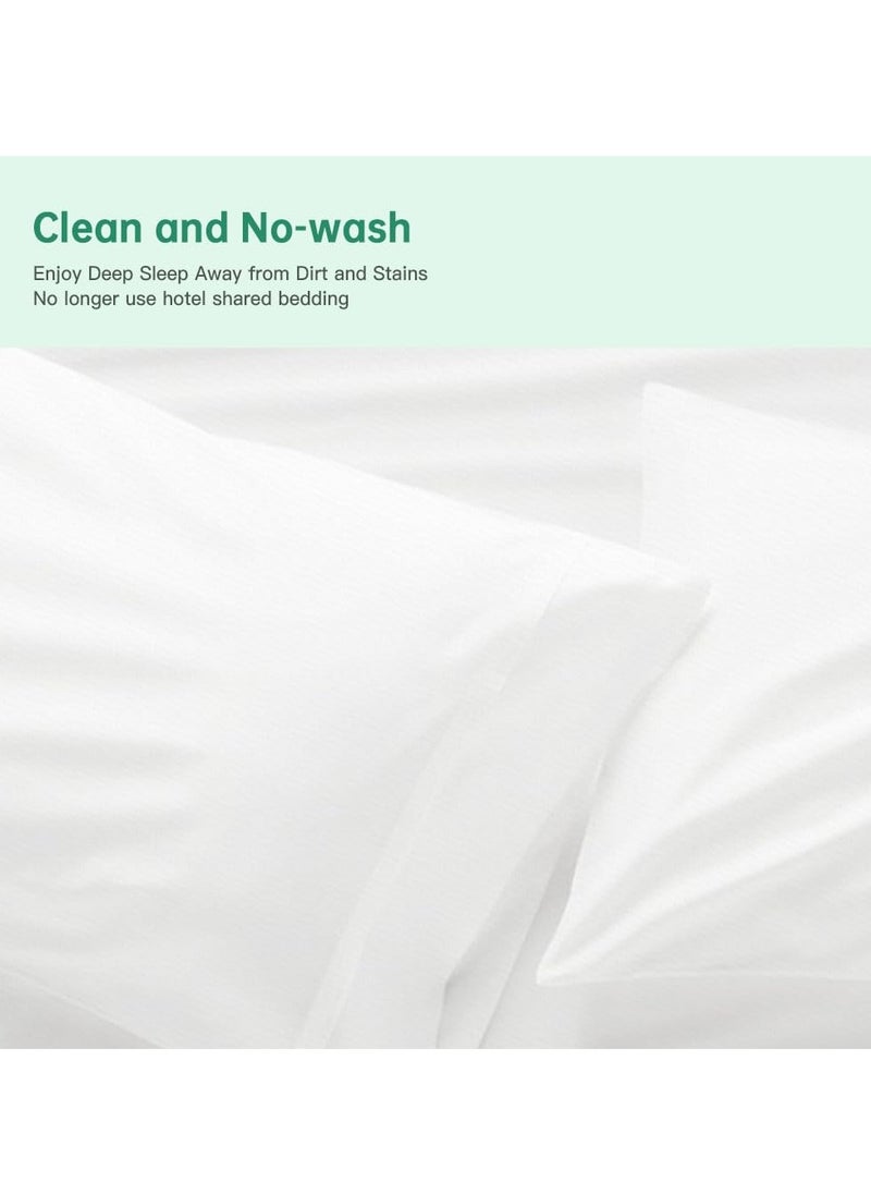 KASTWAVE - Disposable Hotel Bedding Set for Travel: Includes 1 Quilt Cover, 1 Sheet, and 2 Pillowcases - Comfortable Hygienic and Easy to Carry (2 Pack) - Image 1