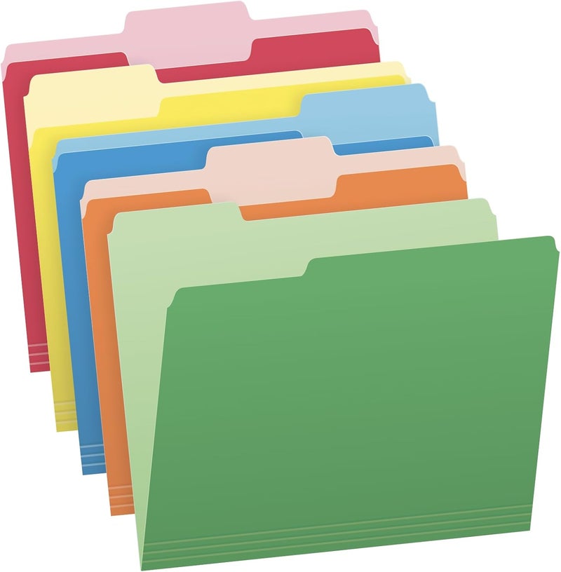 Pendaflex File Folders, Two-Tone Assorted Colors, Letter Size, 1/3 Cut Tabs, Office Organization, Box of 100 Folders (1006535) - Image 1