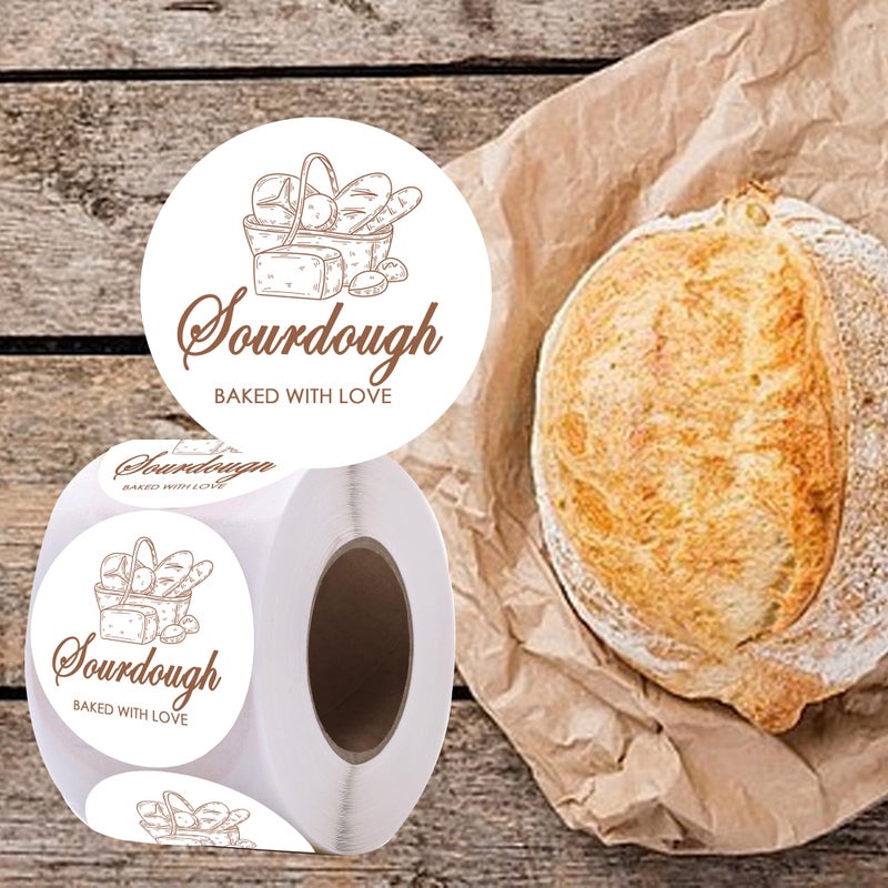 Topabel Sourdough Bread Supplies Sourdough Sticker 2 Inch Baked with Loved Stickers for Baked Good Packaging,500 Pcs Per Roll - Image 3