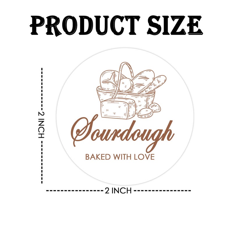 Topabel Sourdough Bread Supplies Sourdough Sticker 2 Inch Baked with Loved Stickers for Baked Good Packaging,500 Pcs Per Roll - Image 2