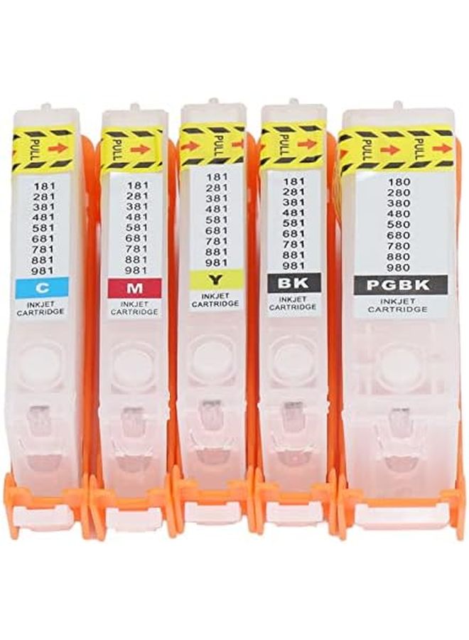 5 قطع من مجموعة خراطيش الحبر PGBK BK C M Y للطباعة السلسة، شريحة دائمة قابلة لإعادة الاستخدام، مادة PP - Image 1