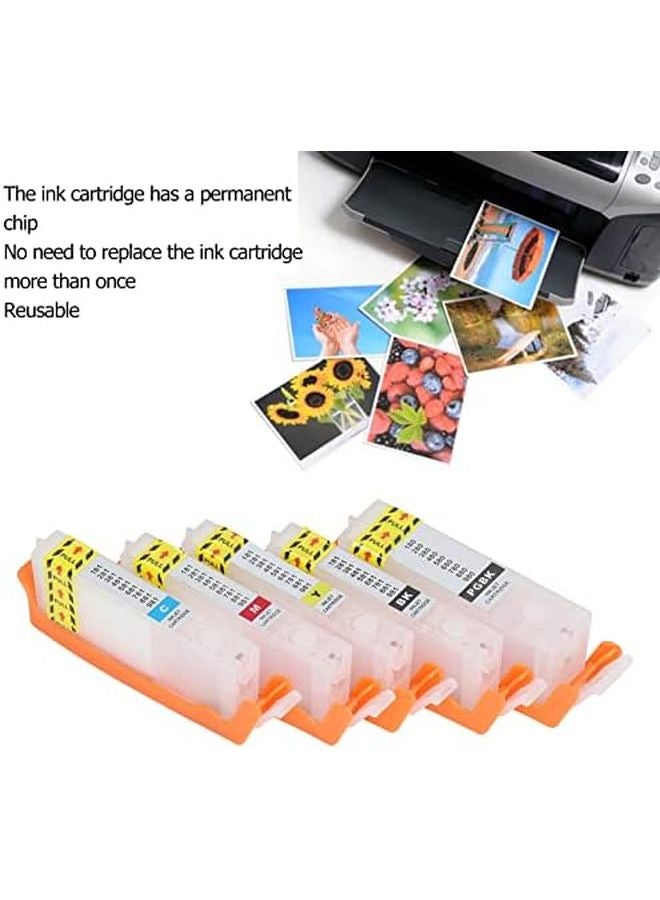 5 قطع من مجموعة خراطيش الحبر PGBK BK C M Y للطباعة السلسة، شريحة دائمة قابلة لإعادة الاستخدام، مادة PP - Image 5