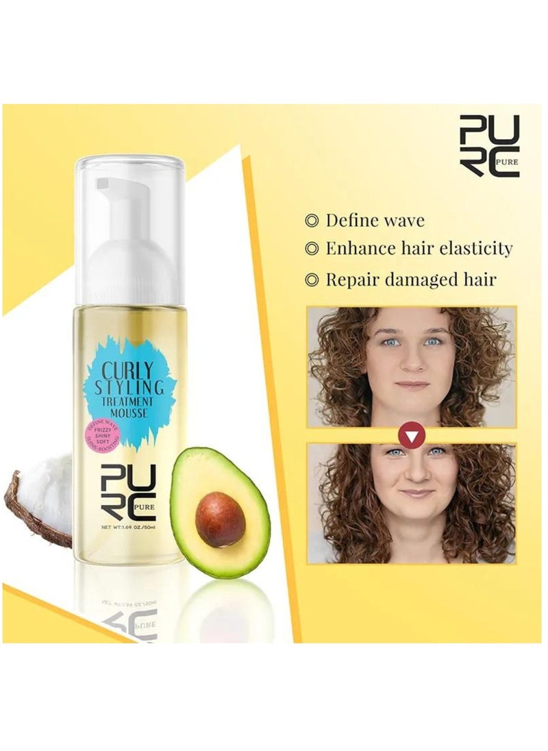 PURC 50ml Curly Styling Treatment Mousse for Frizzy Shiny & Soft Hair Define Wave and Shine Boosting Hair Styling Spray Mousse Maintains Curls Enhances Hair Elasticity  - Image 4