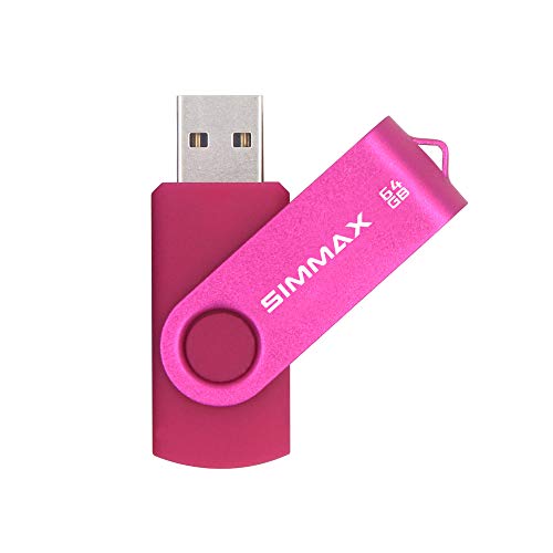 SIMMAX 3 Pack 64GB Memory Stick USB 2.0 Flash Drives Swivel Thumb Drive Pen Drive (64GB Pink Blue Green) - Image 2