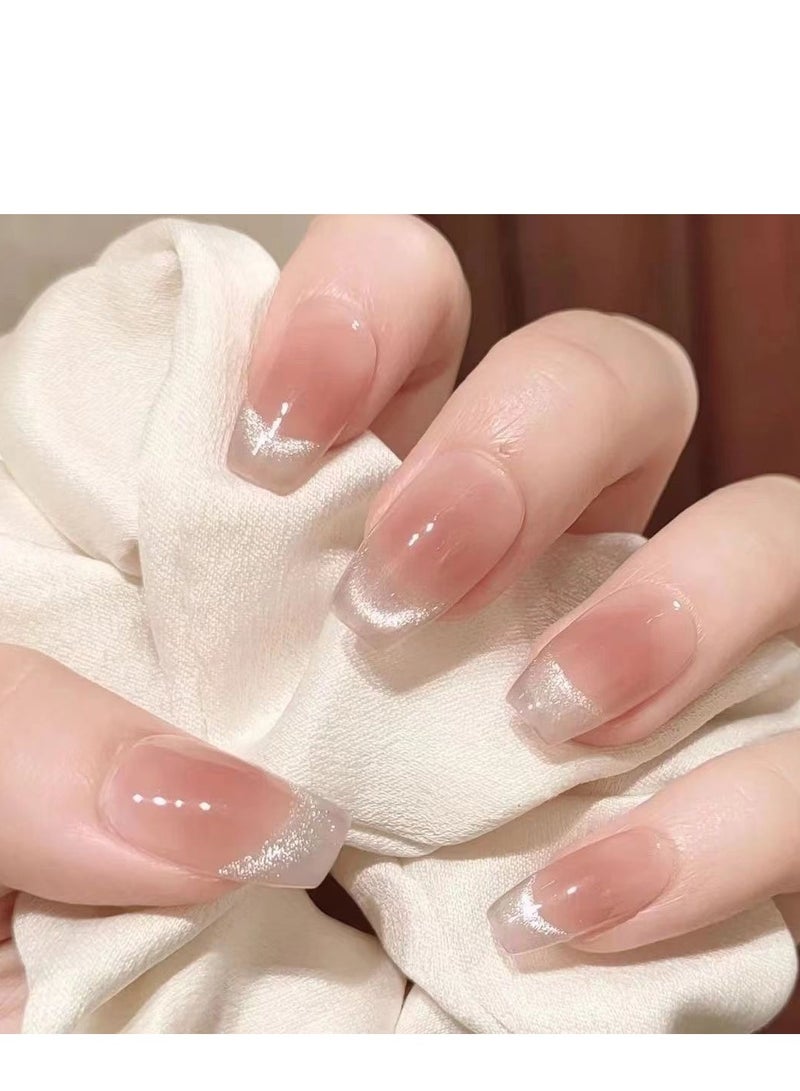 24Pcs الأظافر الزائفة، الأظافر الزائفة الوردية - Image 1