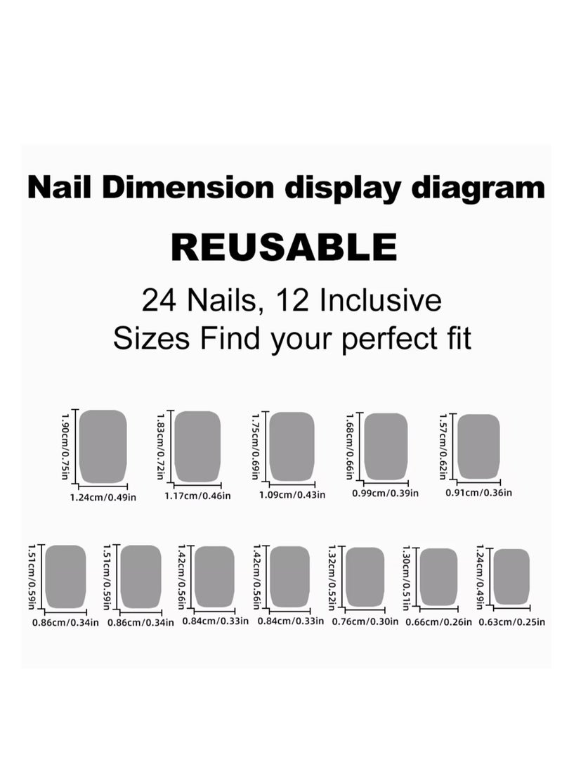 24Pcs الأظافر الزائفة، الأظافر الزائفة الوردية - Image 3