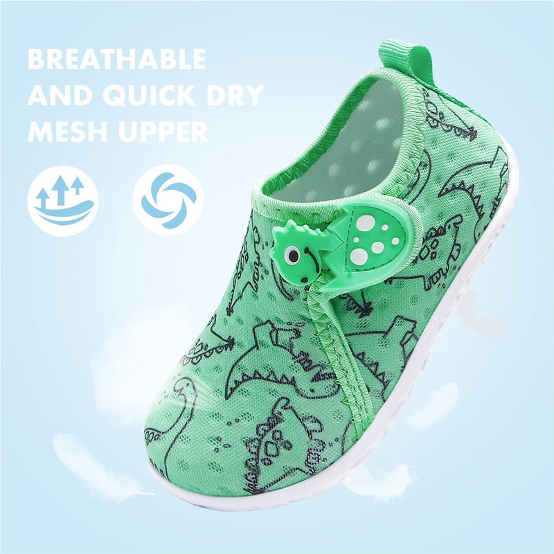 JOINFREE Water Shoes for Toddler Kids Boys Girls Barefoot Beach Shoes Aqua Socks Green Dinosaur 2.5-3 Years Toddler - Image 4