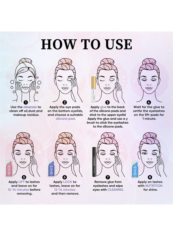 Libeauty طقم رفع الرموش وطقم تثبيت الحواجب مع سيروم نمو الرموش - طقم تصفيف الحواجب الجديد يدوم 6-8 أسابيع للاستخدام المنزلي والصالونات - أسود - Image 1