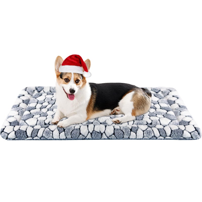 VANKEAN Dog Crate Pad Bed Mat Reversible (Warm& Cool), Soft Pet Sleeping Mat Dog Bed for Crate Suitable for Small to XX-Large Dogs and Cats, Machine Washable Crate Beds, Grey Stone Pattern - Image 1