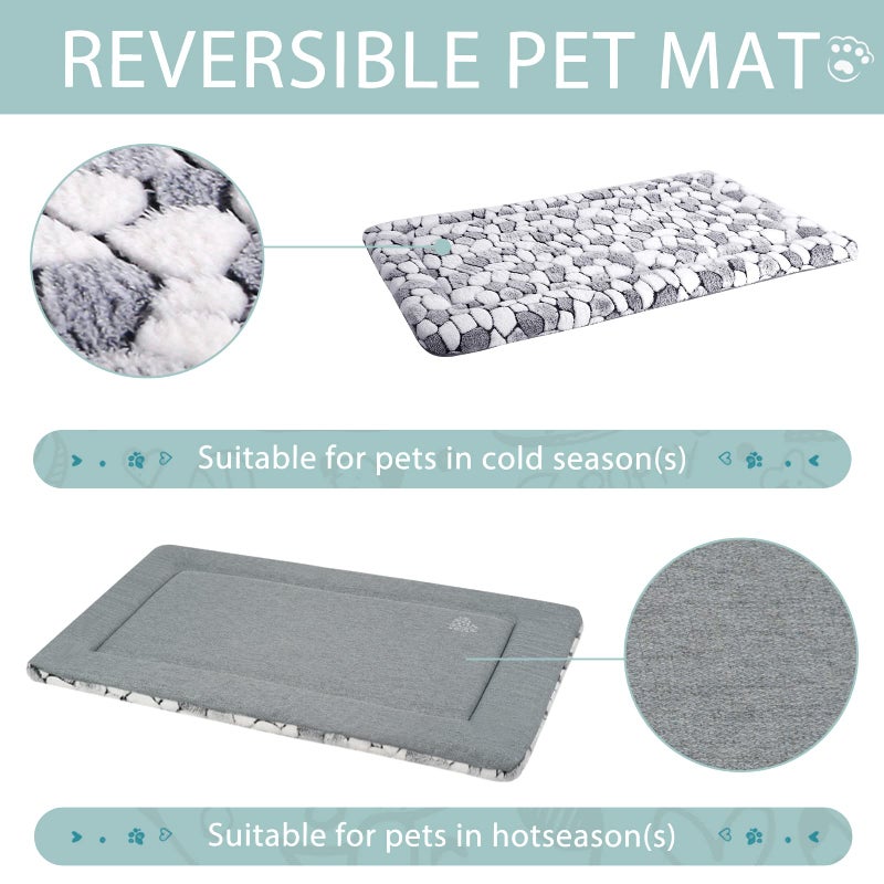 VANKEAN Dog Crate Pad Bed Mat Reversible (Warm& Cool), Soft Pet Sleeping Mat Dog Bed for Crate Suitable for Small to XX-Large Dogs and Cats, Machine Washable Crate Beds, Grey Stone Pattern - Image 3