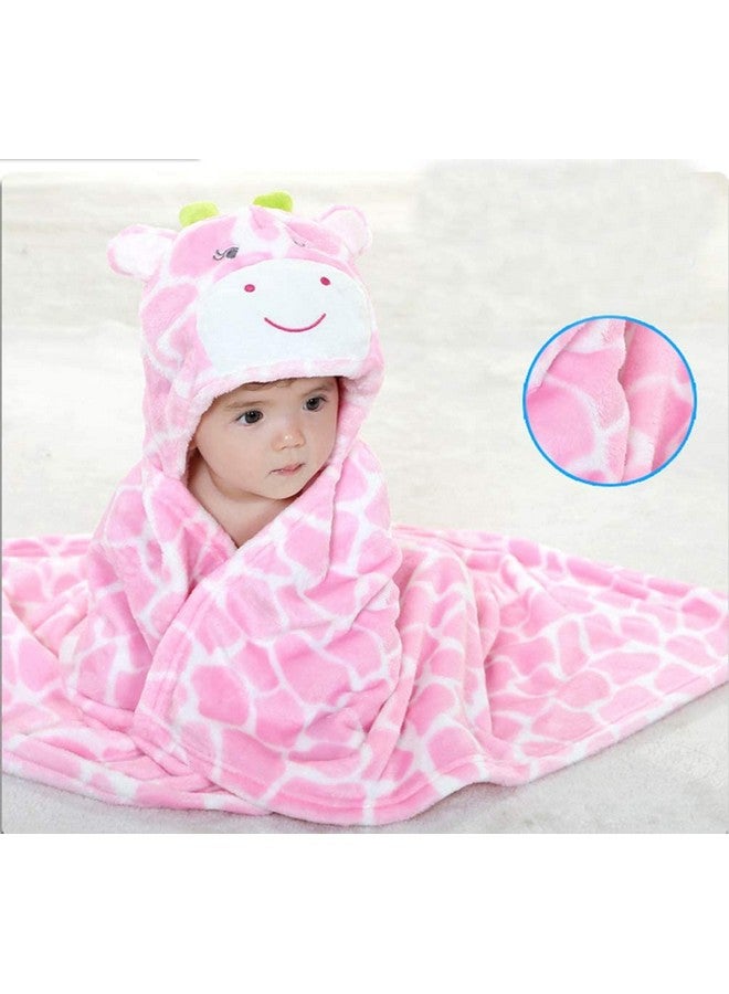 Tonwhar 04 Years Toddlers' And Kids' Boys Girls Animal Face Hooded Blanket Baby'S Bathrobeplush After Bath Blanket(Pink Cow) - Image 4