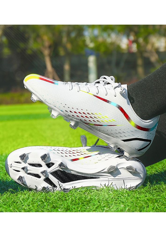 Loquat New World Cup Soccer Shoes Men's TF Broken Nails Long Nails Adult Lawn Student Competition Training Shoes Women White  - Image 2