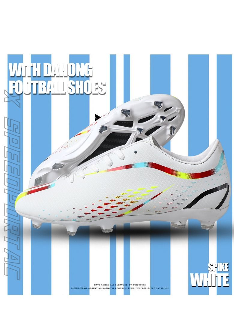 Loquat New World Cup Soccer Shoes Men's TF Broken Nails Long Nails Adult Lawn Student Competition Training Shoes Women White  - Image 1