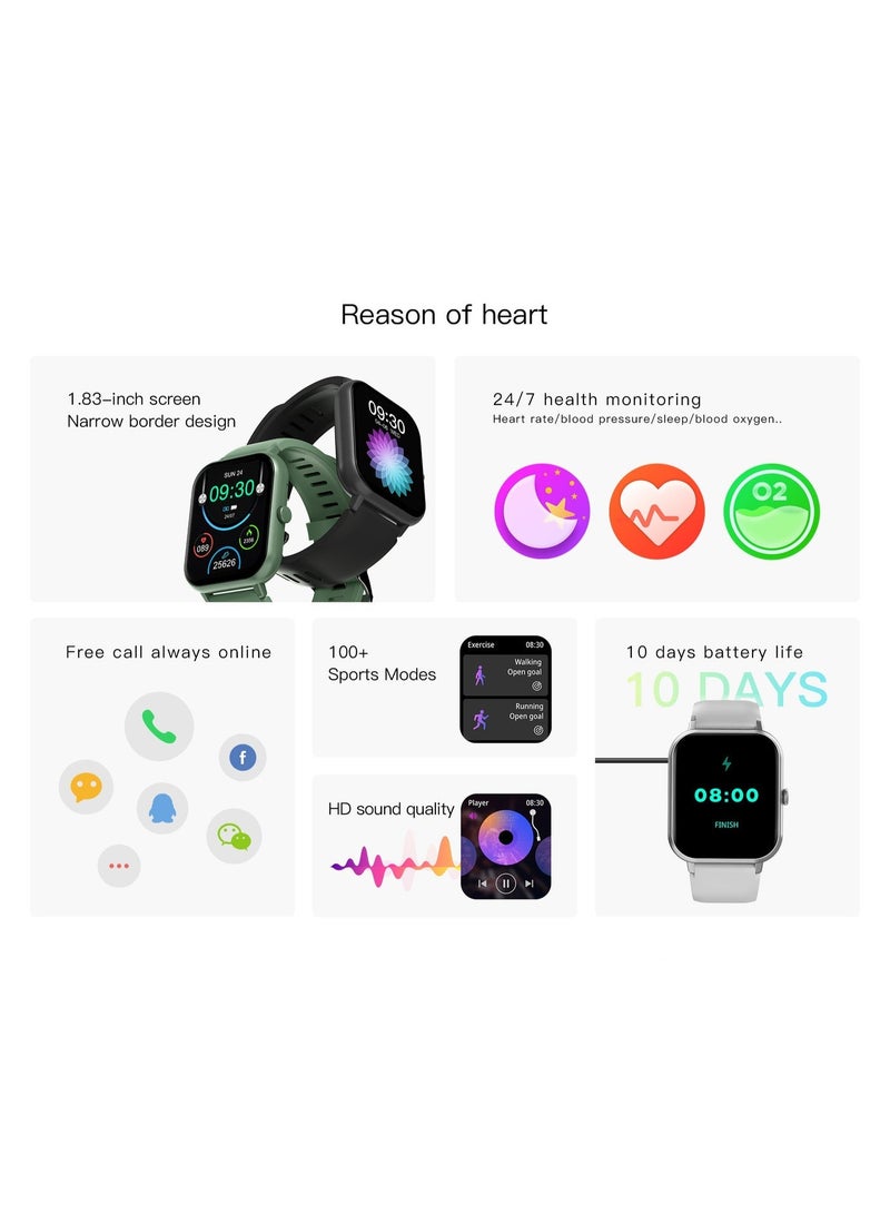 ساعة ذكية للنساء والرجال لمراقبة معدل ضربات القلب وتتبع اللياقة البدنية، سوداء اللون ساعات ذكية للنساء والرجال رقمية للرد على المكالمات ومقاومة للماء وساعة ذكية للجري متوافقة مع نظامي التشغيل أندرويد وIOS - Image 3