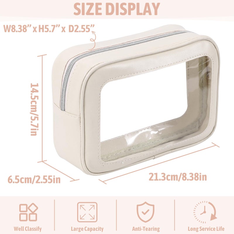 YOPCDJ 3PCS Clear Toiletry Bag,TSA Approved Travel Makeup Pouch with Zipper for Cosmetics and Toiletriesï¼ŒDiaper Bag Organizer Pouch Set,Women's Purse Organizer and Clear Car Bag - Image 2
