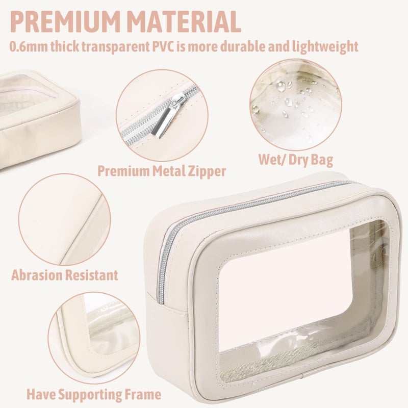 YOPCDJ 3PCS Clear Toiletry Bag,TSA Approved Travel Makeup Pouch with Zipper for Cosmetics and Toiletriesï¼ŒDiaper Bag Organizer Pouch Set,Women's Purse Organizer and Clear Car Bag - Image 3
