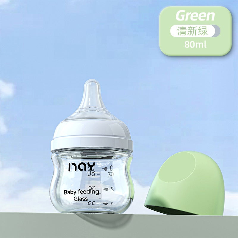 Noon Glass Bottle Newborn Baby Wide Diameter Anti-Flatulence Anti-Choking Newborn Baby Bottle Manufacturer Ready Stock - Image 1