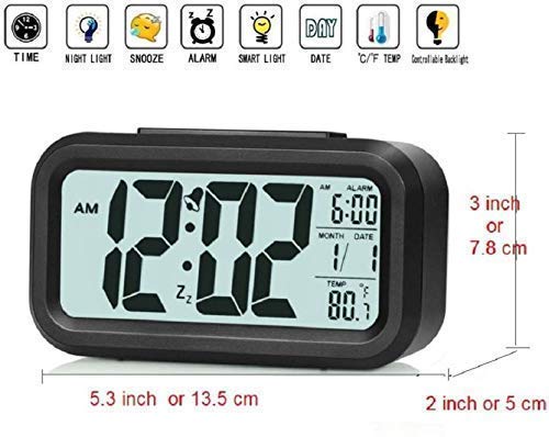 Lilone Digital Alarm Table Clock for Students Heavy Sleepers | Black | Size 5x3x2 - Image 2