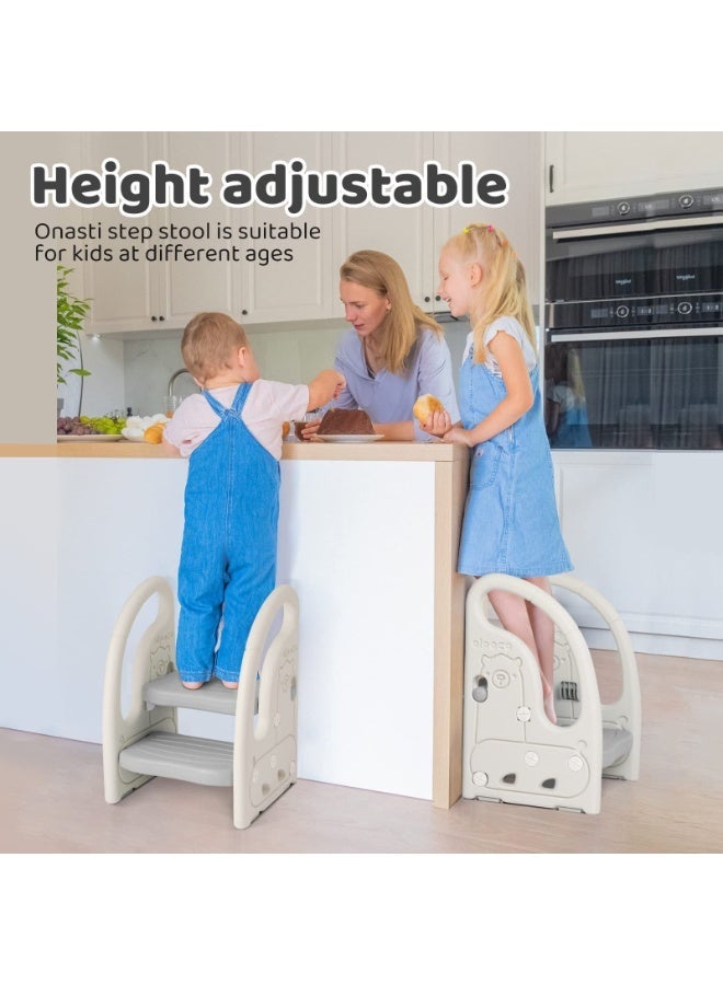 ZERIFAM Kids Step Stool, Toddler Step Stool for Kids, Foldable Adjustable Toddler 2 Step Stop with Handles, Plastic Stepping Ladder for Bathroom, Kitchen and Toilet Potty Training Learning Helper - Image 3