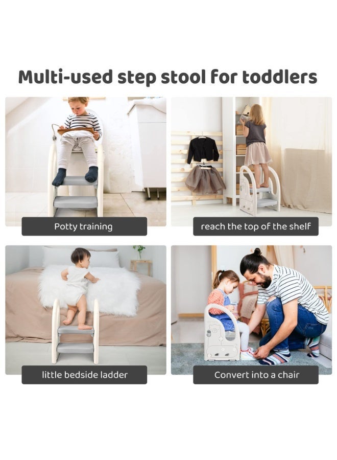 ZERIFAM Kids Step Stool, Toddler Step Stool for Kids, Foldable Adjustable Toddler 2 Step Stop with Handles, Plastic Stepping Ladder for Bathroom, Kitchen and Toilet Potty Training Learning Helper - Image 4