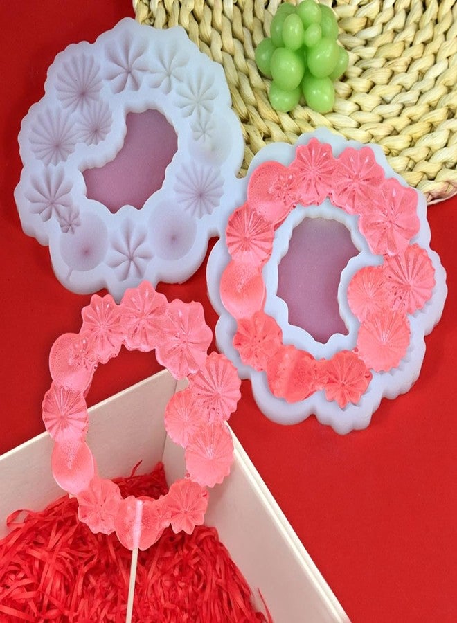 mostsom Silicone Lollipop Molds,Chocolate Candy Mold Lollypop Sucker Molds Flower Honeycomb Chocolate Hard Candy Molds No Sticks 2PCS (A_ Flower Round Ring) - Image 1