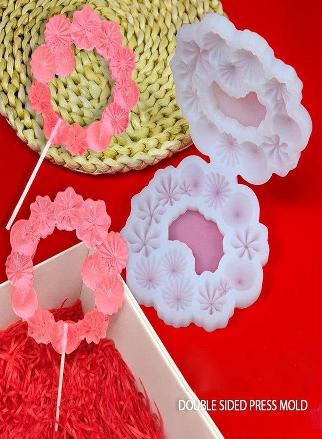 mostsom Silicone Lollipop Molds,Chocolate Candy Mold Lollypop Sucker Molds Flower Honeycomb Chocolate Hard Candy Molds No Sticks 2PCS (A_ Flower Round Ring) - Image 3