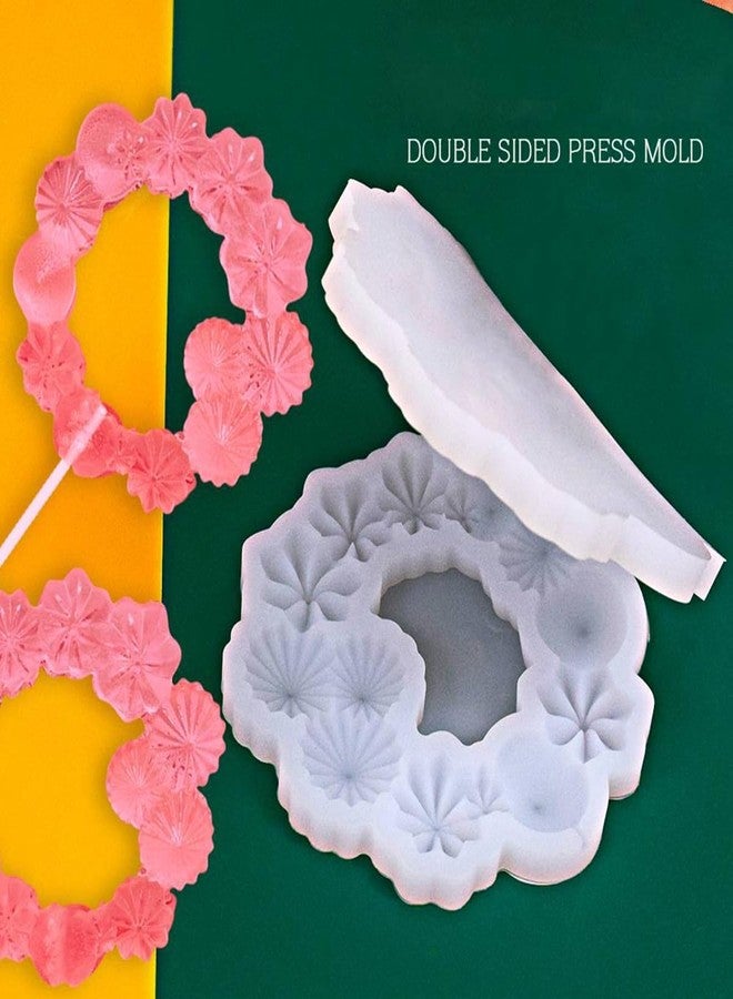 mostsom Silicone Lollipop Molds,Chocolate Candy Mold Lollypop Sucker Molds Flower Honeycomb Chocolate Hard Candy Molds No Sticks 2PCS (A_ Flower Round Ring) - Image 2