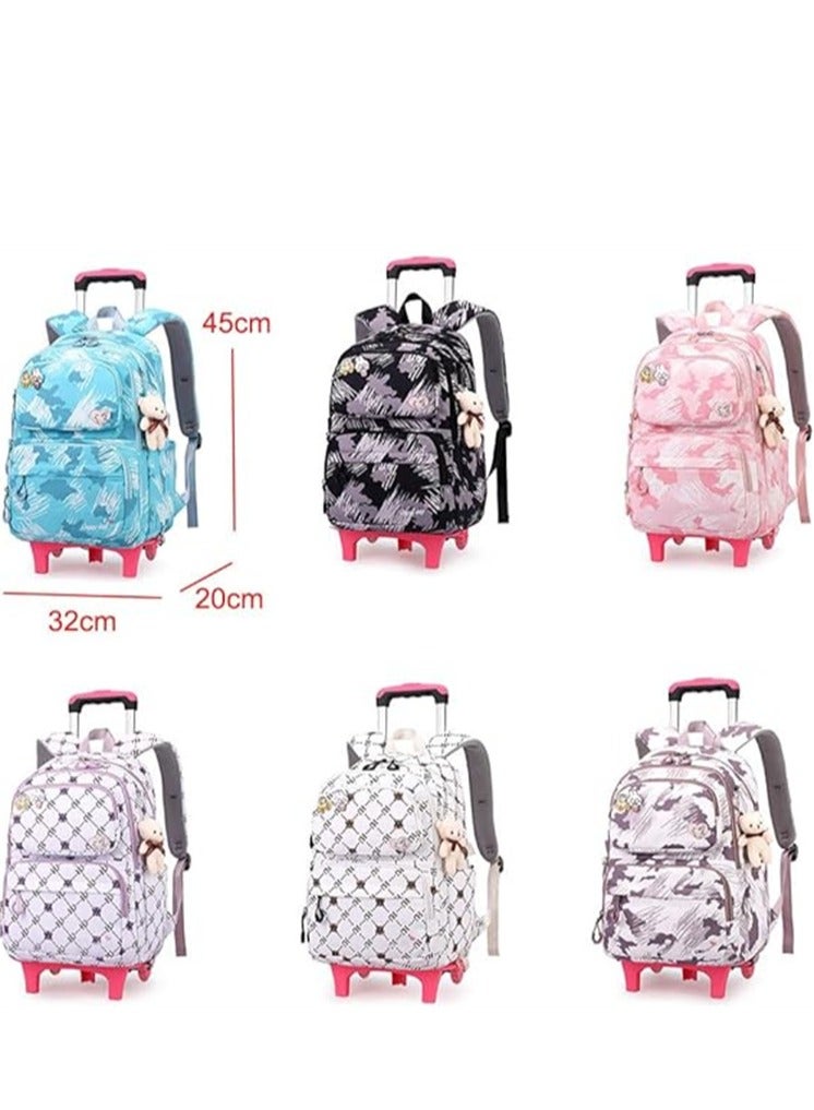 Kids Travel Backpack Portable Students Rolling Backpack with Wheels Primary Children Carry on Luggage Trolley Case Bag - Image 5