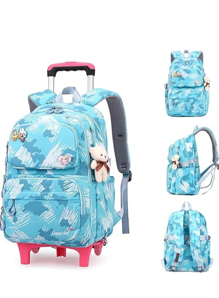 Kids Travel Backpack Portable Students Rolling Backpack with Wheels Primary Children Carry on Luggage Trolley Case Bag - Image 1