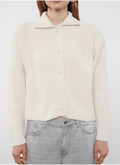 trendyol Ecru Basic Polo Neck Knitwear Cardigan TWOAW25HI00018  - Image 3
