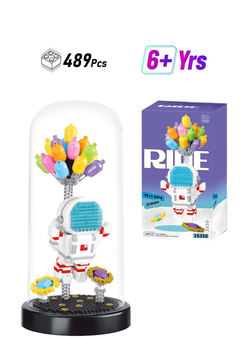 Zikra Balloon Astronaut Building Set with Dust Cover, Mini Micro Spaceman Building Blocks Set, 3D Space Astronaut Model Home Office Decor Gifts for Adults Kids Boys Grils, Made of ABS Plastic, 489 PCS - Image 1