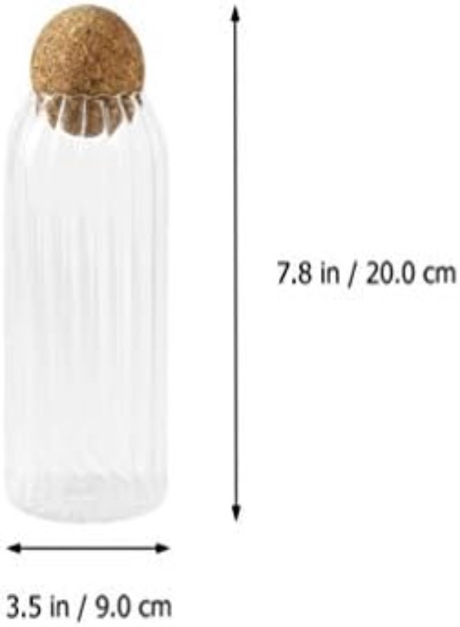AKDC Lurrose 3Pcs Round Cork Food Jar, Glass Food Storage Jar Cookie Jar Food Storage Canister With Airtight Seal Ball For Tea Coffee Spice (10Cm+ 15Cm+ 20Cm) - Image 3