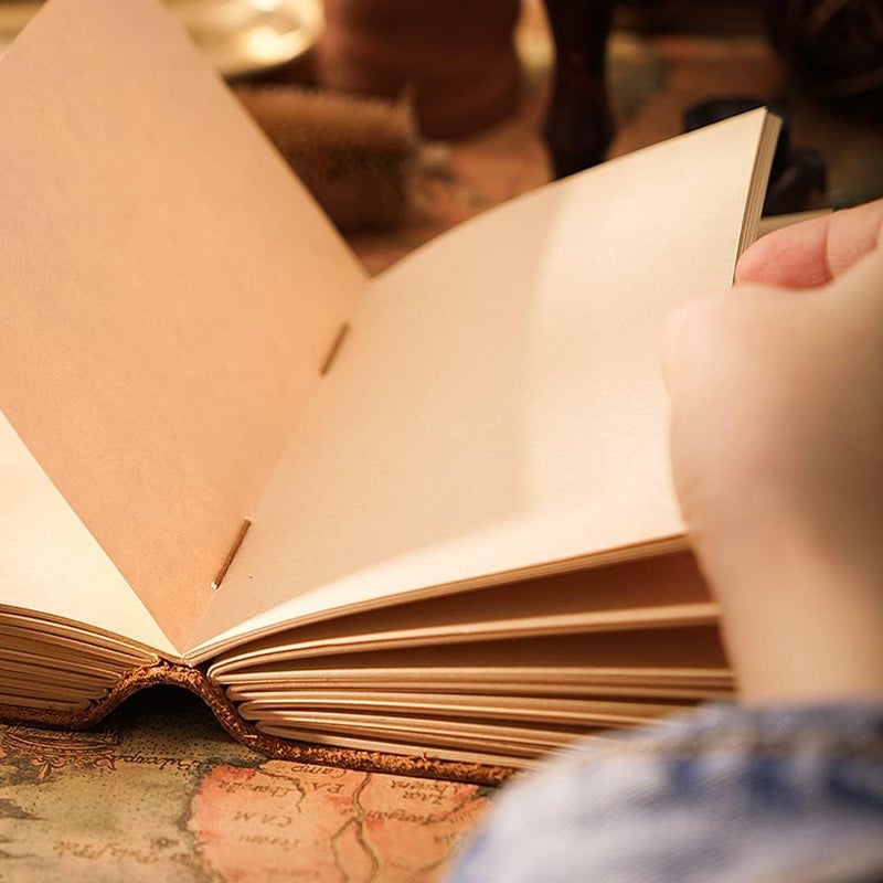 Luckam دفتر جلد طبيعي للرجال والنساء بتصميم ريفي عتيق، دفتر كتابة كبير مصنوع يدويًا للسفر والأعمال وملاحظات يومية ودفتر رسم هدية (بني) - Image 3