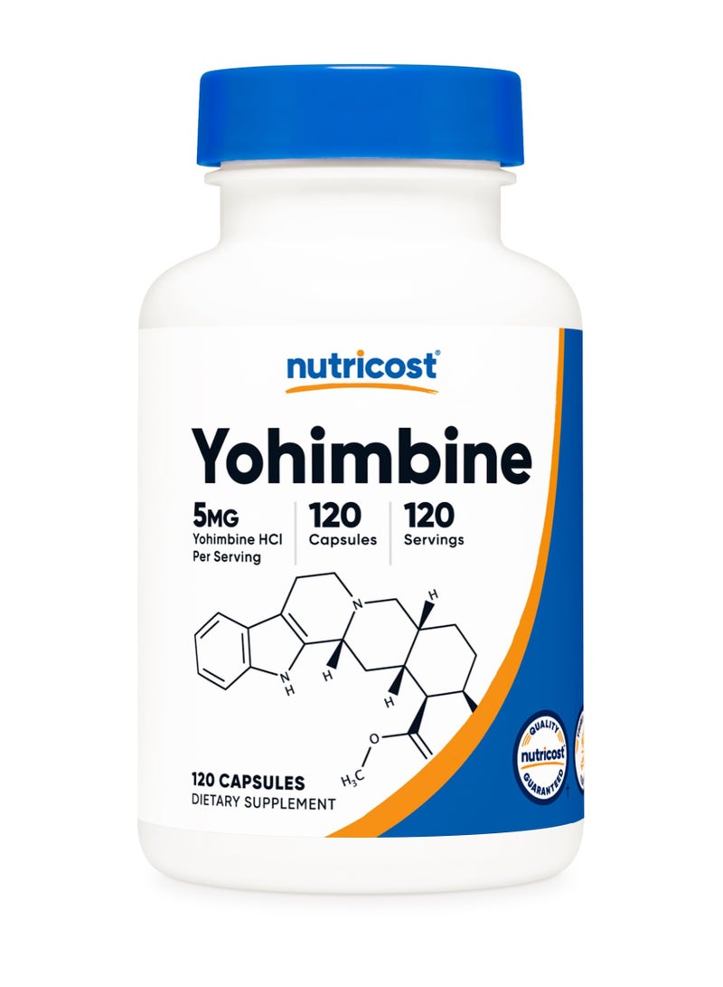 Nutricost Yohimbine , 5mg Yohimbine HCl Per Serving, 120 Capsules,120 Serving, Dietary Supplement  - Image 1