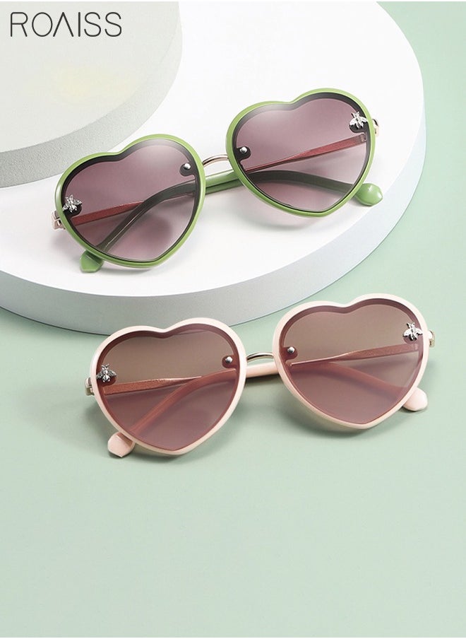 roaiss - 2 Pcs Polarized Kids Sunglasses UV Protection Baby Cartoon Heart Shape Sun Glasses with Metal Frame for Boys Girls and Children Age 4-8 - Image 1