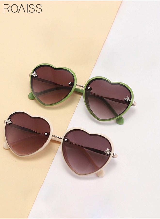 roaiss - 2 Pcs Polarized Kids Sunglasses UV Protection Baby Cartoon Heart Shape Sun Glasses with Metal Frame for Boys Girls and Children Age 4-8 - Image 1