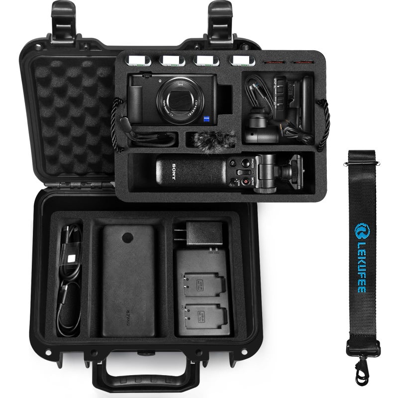 Lekufee Portable Waterproof Hard Case for Sony ZV1F ZV1 ZV1 II Vlog Camera NPBX1 Battery GPVPT2BTGPVPT3 Shooting Gripand More AccessoriesCase Only - Image 2