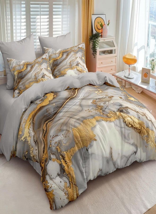 CCoutueChen Marble Comforter Set Queen Size for Adult Golden Metallic Bedding Set Abstract River Pattern - 3 Pieces Soft Fluffy Microfiber for All Seasons(Gilrs Women) - Image 4
