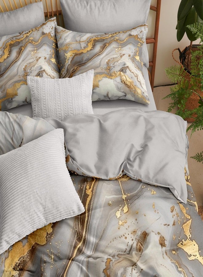 CCoutueChen Marble Comforter Set Queen Size for Adult Golden Metallic Bedding Set Abstract River Pattern - 3 Pieces Soft Fluffy Microfiber for All Seasons(Gilrs Women) - Image 5