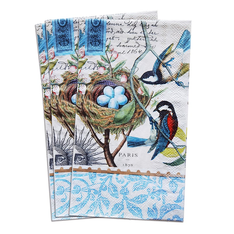 Zelten 2-Ply 15 Count Colored Paper Hostess Napkins Shabby Chic Napkins for Wedding Dinner Tea Party Decoration E Mockingbird - Image 3