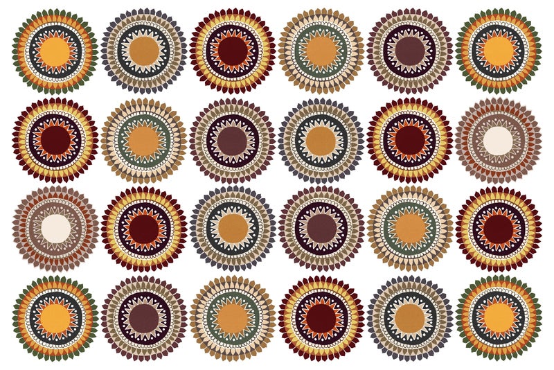WallDesign Sunshine Tribe 4 Inch x 24 Set Rangoli Wall Stickers - Creative Artistic Home Décor for Bathroom, Kitchen, Tiles, Cupboard - Image 5