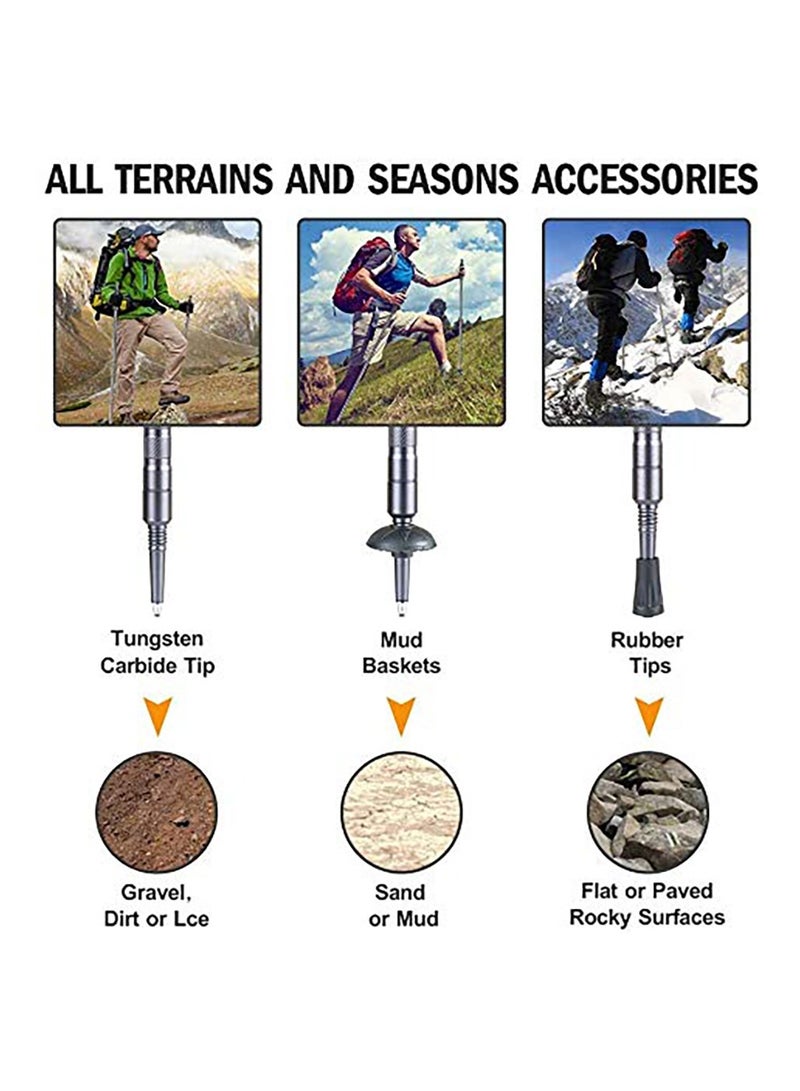 Excefore Detachable Lightweight Aircraft-Grade Aluminum Trekking Poles with Extended Down Grip for Hiking - Image 5