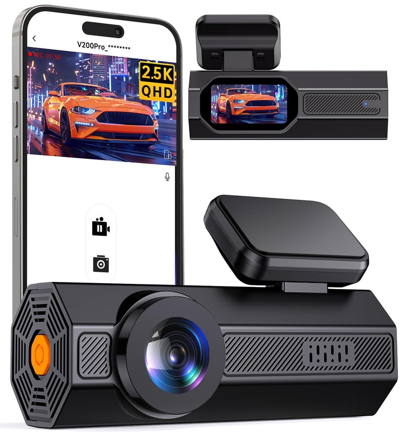 Veement Dash Cam, 2.5K Dash Cam Front, VEEMENT Dash Camera for Cars, 1440P Car Dash Camera with APP, WiFi Dash Cams with WDR Night Vision, 24/7 Parking Monitor Dashcam, 160Â°Wide, G-Sensor, Mini Car Camera - Image 1