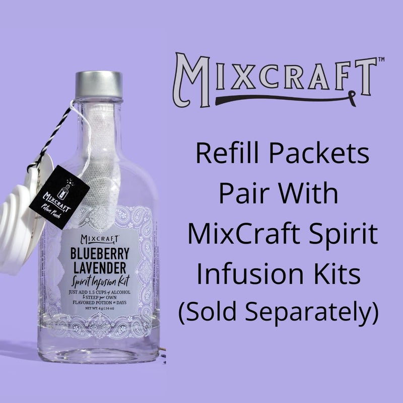 MixCraft Spirit Infusion Premium Craft Cocktail & Mocktail Mixer Refill Packet Refill Packet (Set of 2 Potion Pouches), Blueberry Lavender - Image 2