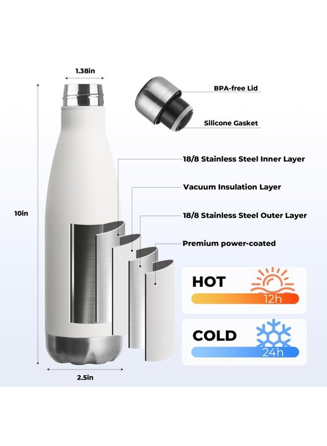 MEWAY 17oz Sport Water Bottle 12 Pack Vacuum Insulated Stainless Steel Leak-Proof Double Wall Cola Shape Water Bottle,Keep Drinks Hot & Cold (White,12 Pack) - Image 2
